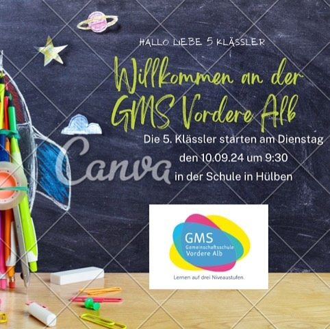Herzlichen Willkommen an der GMS Vordere Alb. Wir freuen freuen uns auf euch.